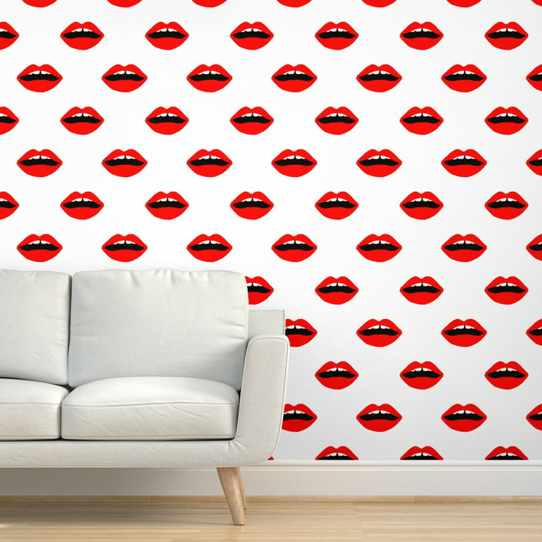 Peel & Stick Wallpaper Swatch - Love Lips Red Valentine Beauty