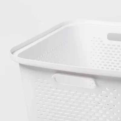 Medium Decorative Plastic Bin with Cutout Handles