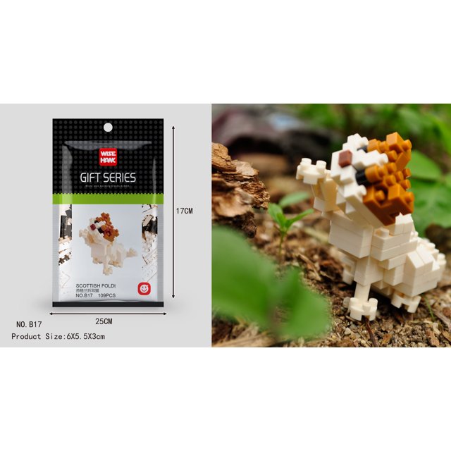 Mini bloques de construcción 3D, modelo de diamante con forma de animal, microladrillos, perro, gato, pájaro, alce, lobo, panda, guacamayo, juguetes para niños, regalos de cumpleaños