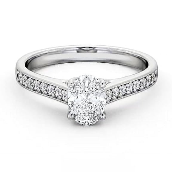 Nerra Jewel 14K White Gold Plated Ring - 1.8 Ct Oval Cut Diamond Wedding Ring - One Stone Solitaire Diamond ring Special Occasion Ring