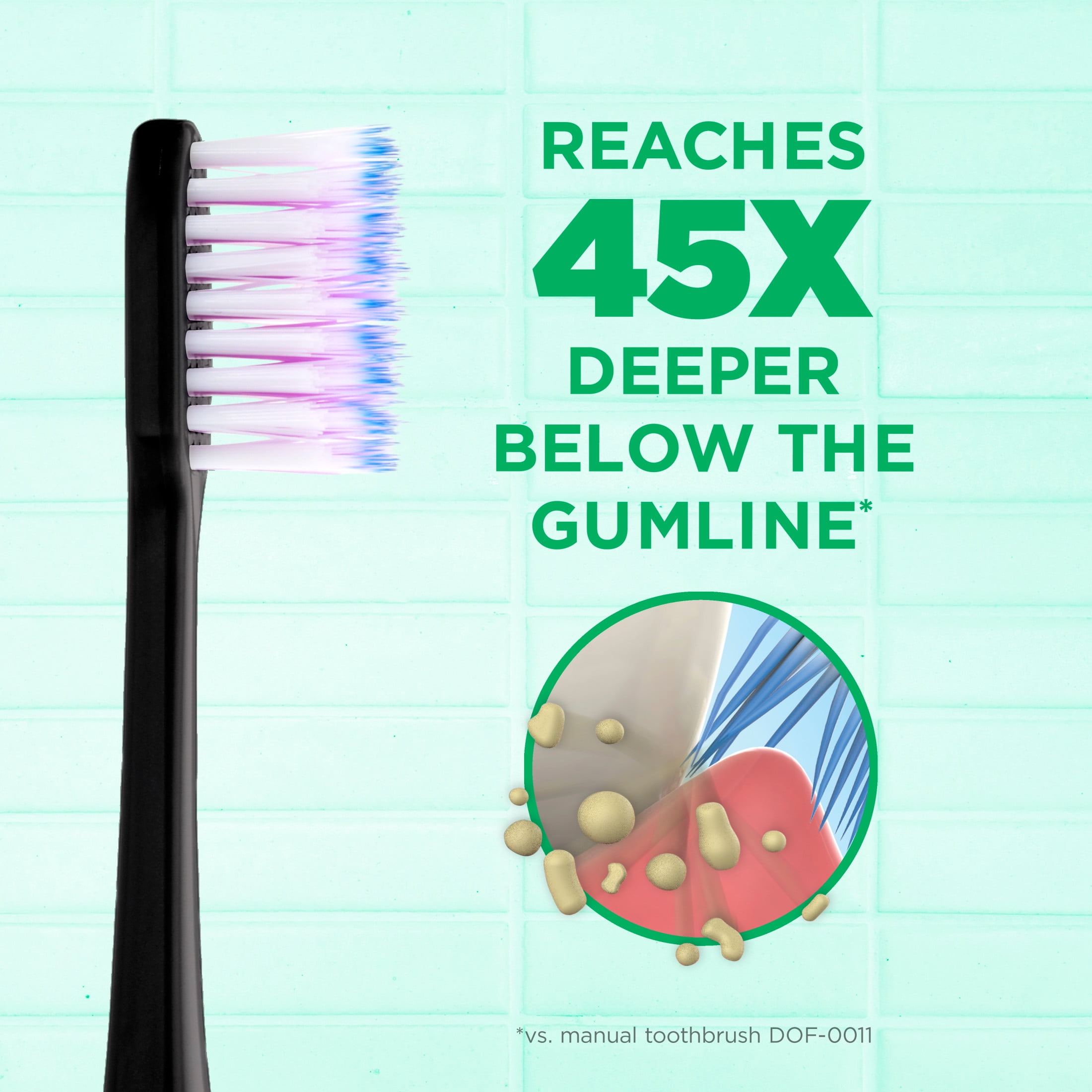 GUM Sonic Battery Powered Toothbrush with Tapered Bristles for Gumline Cleaning, Black, 1 Count