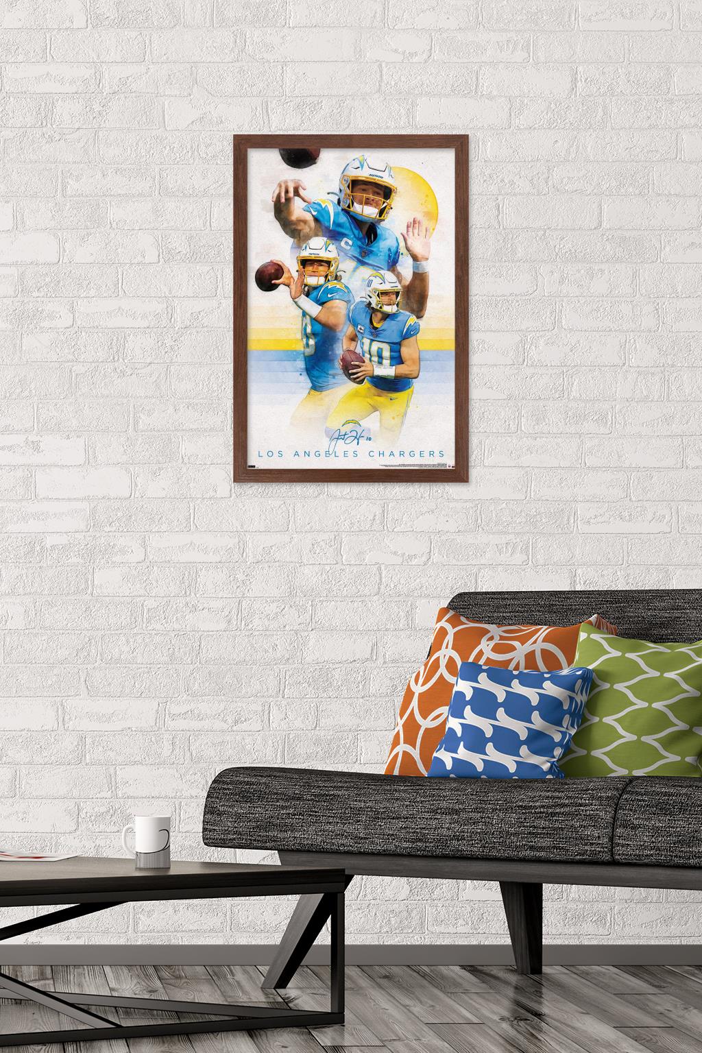 NFL Los Angeles Chargers - Justin Herbert 22 Wall Poster, 14.725" x 22.375" Framed