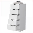 thumbnail image 3 of Dressers White 5 Narrow Drawer Compact Storage | White | Wood, 3 of 5