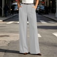 thumbnail image 2 of Htigea Women's Dress Pants Button High Waisted Work Trousers Solid Color Straight Leg Business Pant with Pockets Gray XXL, 2 of 7