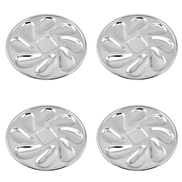 4 Platos de Ostras, Platos de Ostras de Acero Inoxidable Contenedor de Ostras Duradero en Forma de Concha con 8 Ranuras para Salsa de Ostras