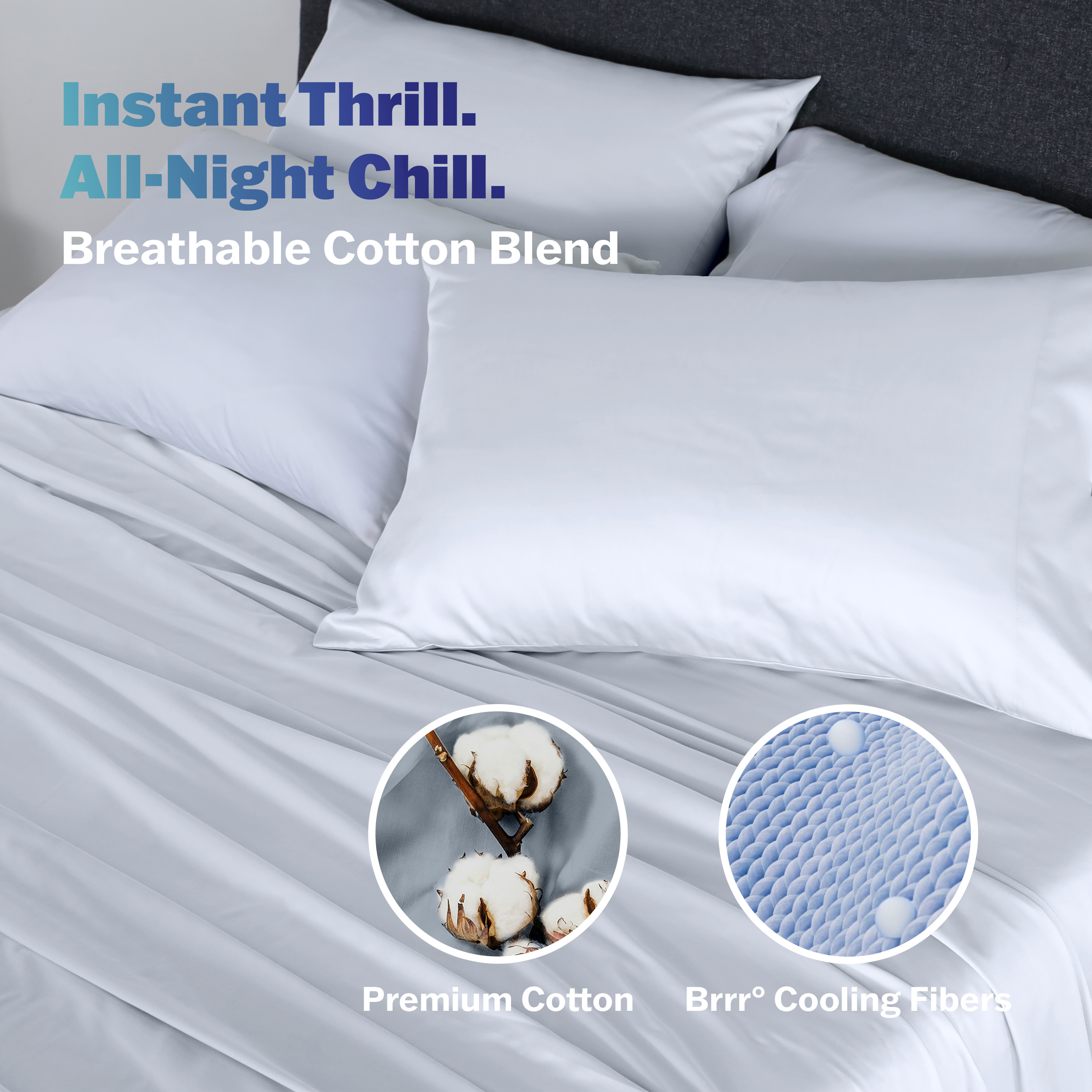 Martex brrr° Standard Cooling Pillowcase Pair | 300TC Cotton Blend | White