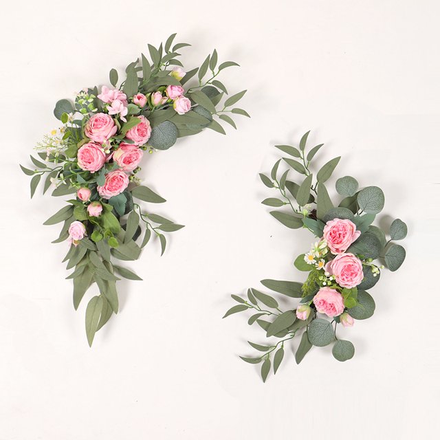 Decoración de bienvenida para bodas, flores artificiales, peonías, flores falsas, flores artificiales, decoraciones de enredaderas