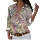 thumbnail image 2 of Fiudx Ofertas Flash Del Día Camisa con Botones de Solapa Estampada de Serie Informal Regular de Manga Larga para Mujer, 2 of 5