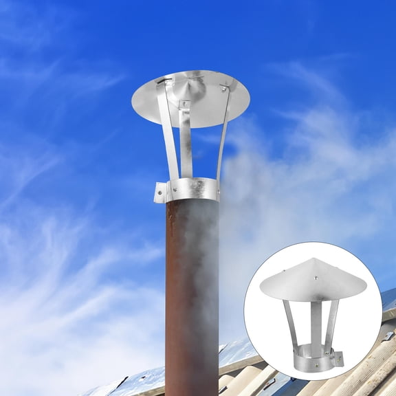 SEWCHICS Durable Iron Chimney Cap Silver Rainproof Protector for Home