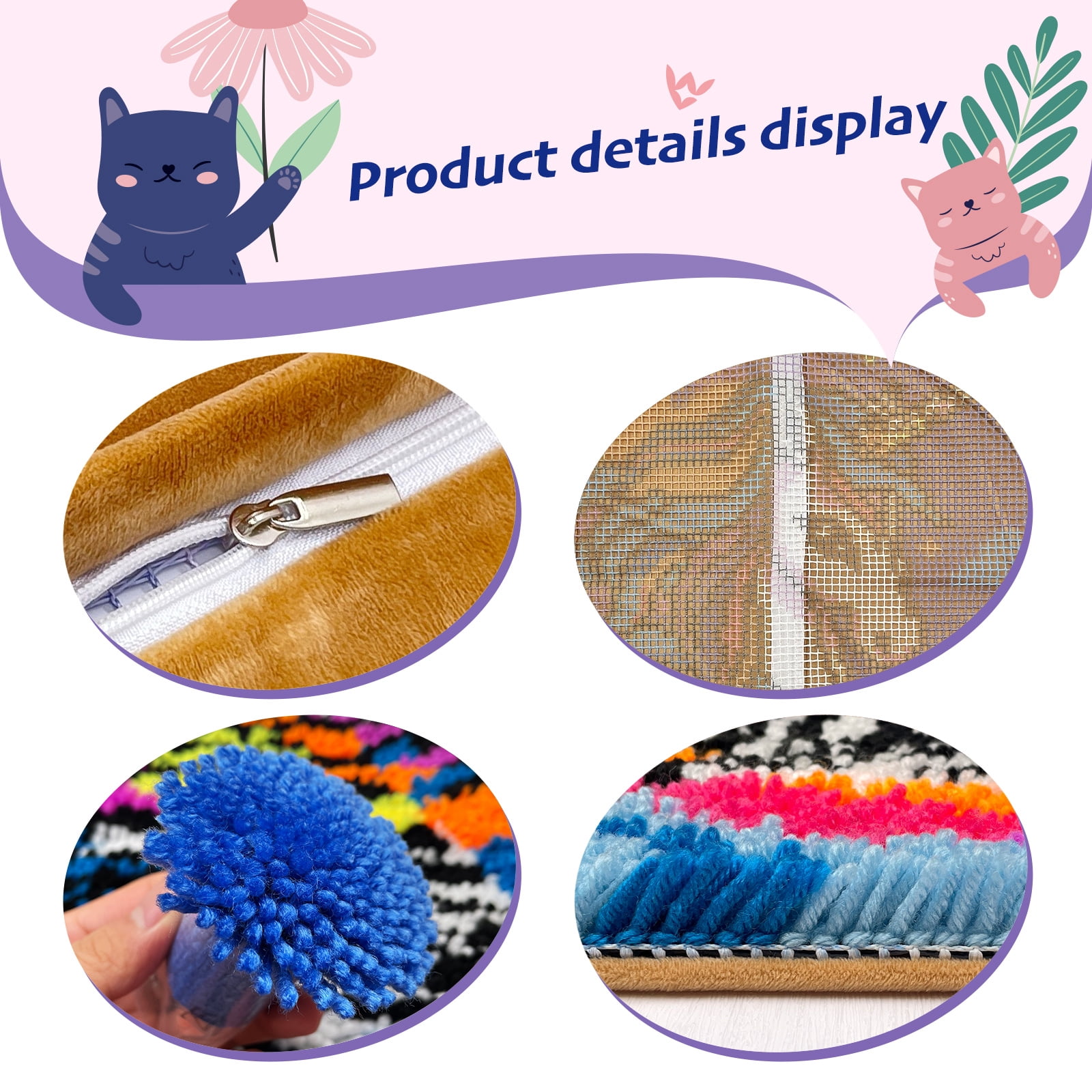 Magic Purple Latch Hook Kits for Adults Beginners Hooked Cushion for Home Sofa Decoration 17x17 Inch