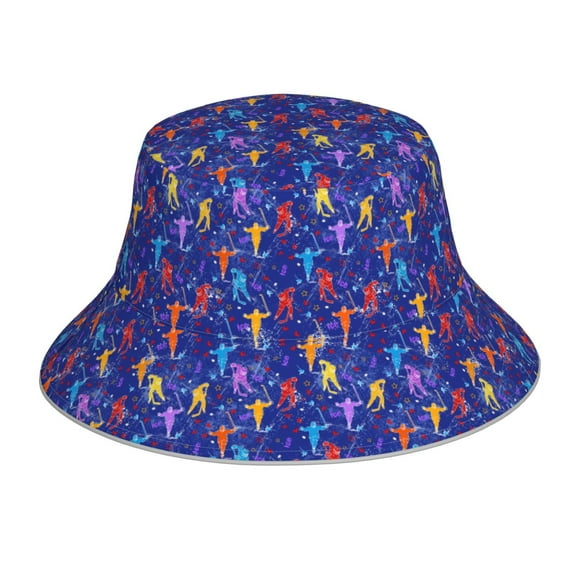 Saiise Ice Hockey Players With Puck Print Men and Women Night Reflective Hat Runner Cap Visor Bucket Hat Boonie Cap