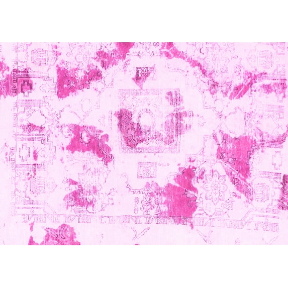Ahgly Company Indoor Rectangle Abstract Pink Modern Area Rugs, 6' x 9'