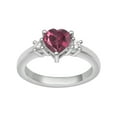 thumbnail image 1 of Bague Femme en Forme de Cœur 8MM Rouge CZ Solitaire Argent Sterling 925, 1 of 2