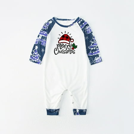 

women Christmas pajamas for family matching outfits son daughter sets soft Blue Fashionable Christmas Print Family European And American Pajamas Parent-child Suit Baby