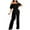 Black, variant on LYXSSBYX Jumpsuits for Women Dressy Women's Spring and Summer Solid Color Off Shoulder Hollow Lace Ruffle Waist Tie Up Jumpsuit