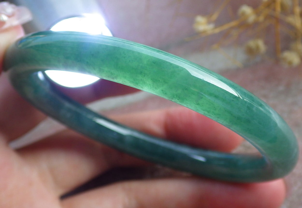Icy Green Natural A JADE Jadeite Circle Bangle Bracelet 55 mm 682092 TN