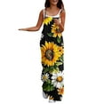 thumbnail image 3 of QATAINLAV Jumpsuits for Women Dressy Sleeveless Strap Onesie Pants Linen Loose Fit Wide Leg Overalls Trendy Floral Print Rompers with Pockets, Black, XXL, 3 of 6