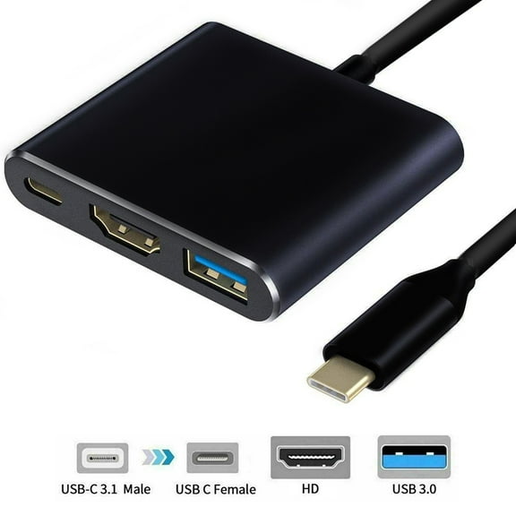 USB C to HDMI Adapter, Type C Multiport Converter,Cable Hub to 4K HDMI, USB 3.0 Port, USB C Charging Port, USB C Digital AV Adapter for MacBook/iPad Pro/MacBook Pro/iMac/Samsung S9/S8/Monitor