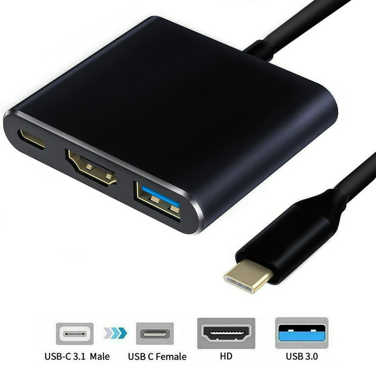 USB C to HDMI Adapter, Type-C to 4K@60Hz HDMI Multiple Adapter with USB C  Fast Charging Port & USB 3.0 Port, USB C Converter for MacBook Pro/iPad