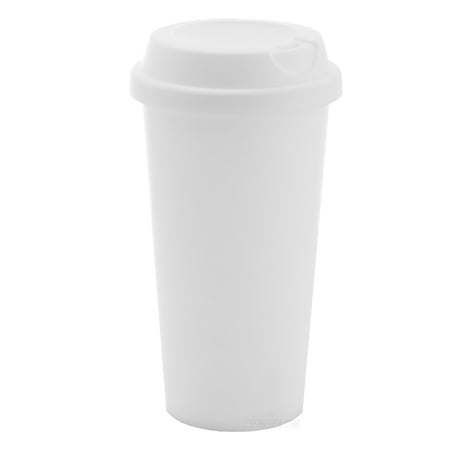 Wall Plastic Mug - Coffee Tumbler Plastic Travel Mug Coffee Mugs Reusable Mug - 18 oz White