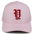 thumbnail image 2 of Daxton Premium Mid Profile Hat Semi Curved Visor Pink Cap White Red Gothic Embroidered, Letter Y, 2 of 3