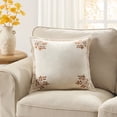 thumbnail image 2 of My Texas House 18 in x 18 in Ivory Embroidered Leaves Velvet Decorative Pillow, 2 of 5