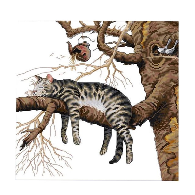veasfak Stamped & Counted with Color Charts - Cat - 14CT Counted