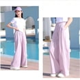 thumbnail image 6 of ZLBDYG Teen Girls Flowy Palazzo Pants Kids Wide Leg Linen Pant Summer Casual Beach Gauze Trousers Loose Soft Boho Athletic Bottoms, 6 of 6