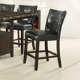 thumbnail image 4 of 6pc Counter Height Dining Set - Faux Marble Table, Black Faux Leather Chairs & Bench, Espresso Finish, 60" Rectangular Table, for Dining Room, 4 of 6