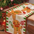thumbnail image 3 of Christmas Gingerbread Man Table Runner, Green Red Xmas Santa Snowflake Home Kitchen Decor, Winter Holiday Candy Vintage Burlap Dining Decoration Indoor Outdoor Party Supply 13 x 120 Inches, 3 of 6