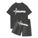 thumbnail image 1 of Conjunto de camisetas y pantalones cortos con cuello redondo y manga corta con estampado NOFS informal a la moda para hombre Gris oscuro S, 1 of 3