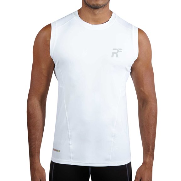 RunFlyte Men's Tech Flyte Compression Tank Top White/Grey f1201-wwg