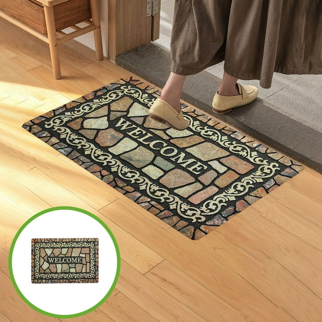 Tapis d'Entrée Vision Simulée, Tapis de Sol de Salle de Bain, Matériau Polyester, Absorbant Séchage Rapide, Doux Robuste, Facile à Nettoyer, Portable, pour Zones à Fort Passage Intérieur Extérieur