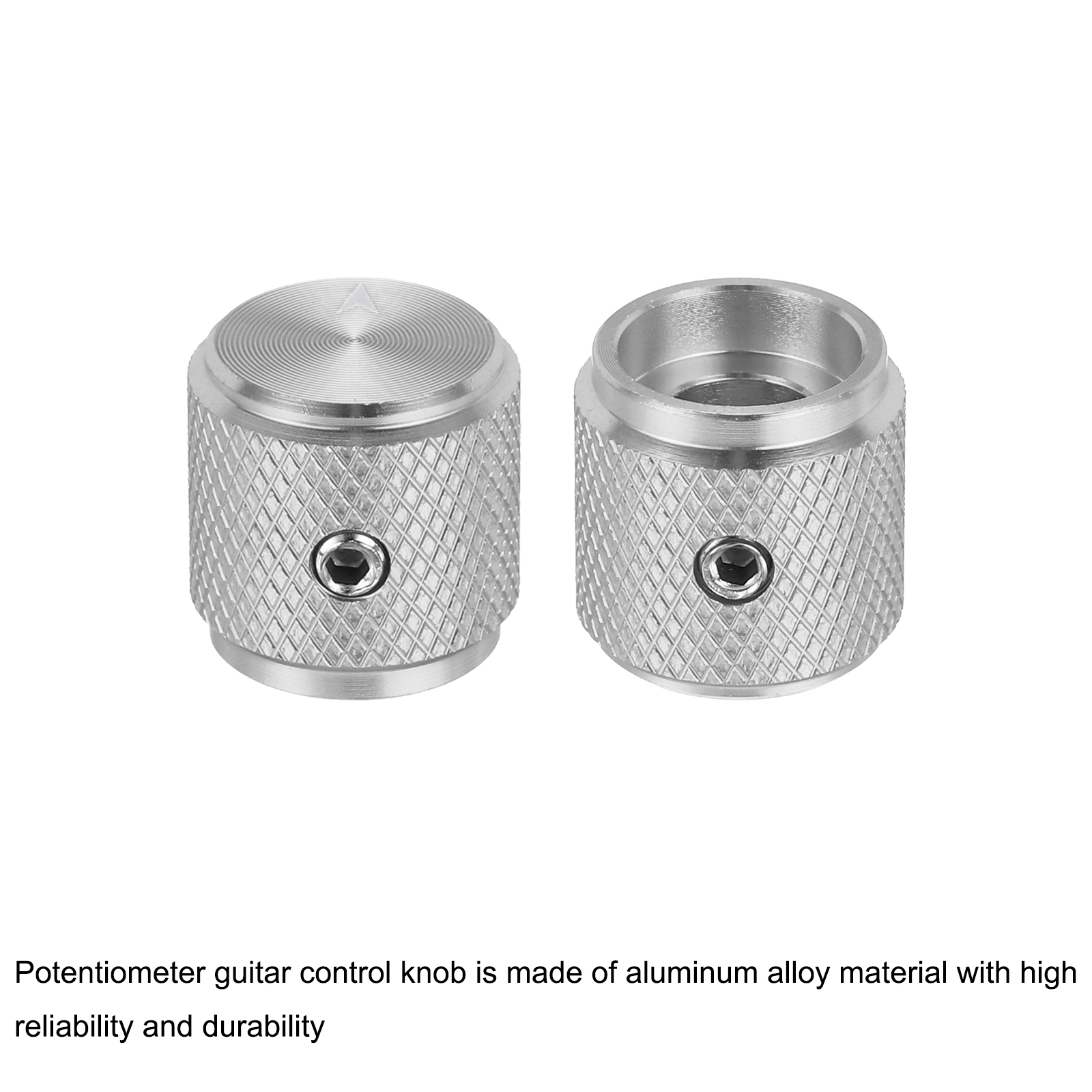 Uxcell 6 Pcs Aluminium Potentiometer Knobs, 1/4" (6mm) Universal Volume Tone Control Knobs with Arrow Indicator for Guitar, 1/2" Silver