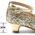 thumbnail image 4 of Girls Mary Jane Glitter Shoes Low Heel Princess Flower Wedding Party Dress Pump Shoes for Kids Toddler, 4 of 7