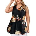 thumbnail image 4 of USSUMA Plus Womens Tops Dressy Casual Womens Plus Size V Neck Henley Tank Tops Summer Sleeveless Floral Print Flowy Casual Tunic Tops Shirts, 4 of 8