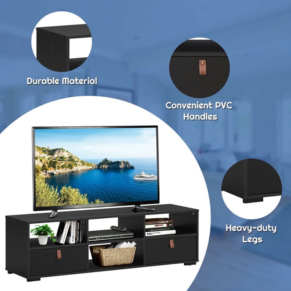 Finihen TV Stand, TV Cabinet, TV Stand Entertainment Media Center Console for TV's up to 60 Inch with Drawers, Media Entertainment Center with Storage, for Living Room, Bedroom, Black