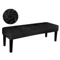 thumbnail image 1 of XmhyTop-A Funda de asiento de banco, funda elástica de terciopelo, lavable, para comedor, sala de estar, 1 pieza, color negro, 1 of 5