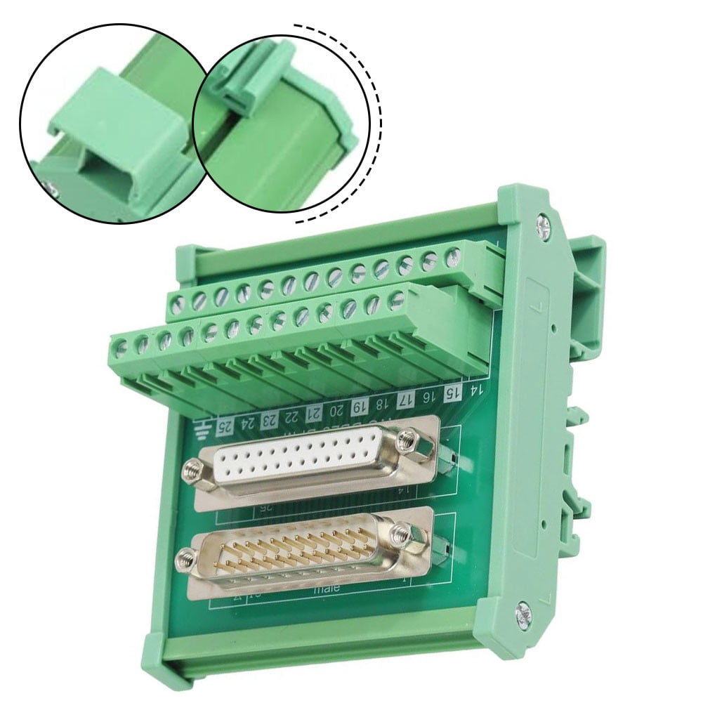 DB25-MG6 Male to Female DIN Rail Mounting Module Terminal Block Adapter