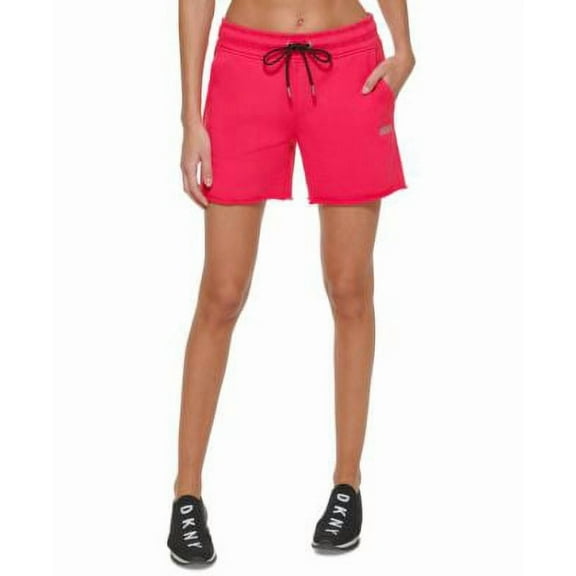 DKNY Sport Womens Metallic Logo Shorts Fiery Pink L