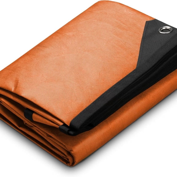 XL Survival Tarp - Insulated Reflective Thermal Camping Tarp - 8.5' x 12' (Orange)