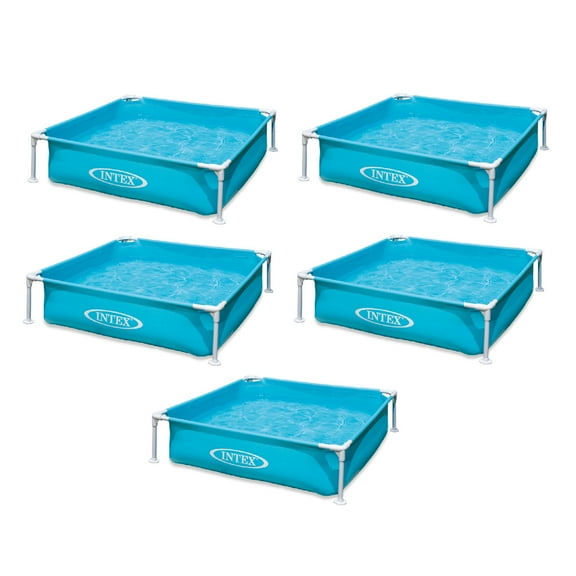 Intex Mini Frame Kiddie 4ft x 4ft x 12in Beginner Frame Swimming Pool (5 Pack)