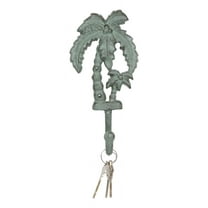 Pack Of 2 Cast Iron Verdigris Tropical Beach Coconut Palm Trees Coat Wall Hooks