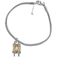 thumbnail image 2 of Messianic, Yeshua, Holy, Holy, Holy,  Antique Silvertone Torah (Bible) With A Goldtone Star of David And Cross On A Adjustable Silvertone Snake Chain Bracelet. The Torah Is The Five Books Of Moses, 2 of 2