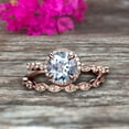 thumbnail image 3 of 1.75 Carat Round Cut Aquamarine Engagement Ring Set 10k Rose Gold Matching Wedding Band Bridal Set, 3 of 5