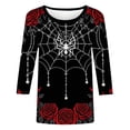 thumbnail image 5 of Zorckvet T-Shirt for Women - Streetwear Style Spider web rose print Top, 5 of 5