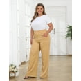thumbnail image 2 of HDE Womens High Waisted Dress Pants Long Wide Leg Palazzo Trouser Tall S-Plus Dark Khaki S, 2 of 6