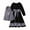 Black, variant on Odeerbi Muslim Dress For Girls 2025 Long Sleeve Round Neck Patchwork Color Long Dress with Headband Cover Two-piece Set Black
