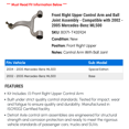 thumbnail image 2 of Front Right Upper Control Arm and Ball Joint Assembly - Compatible with 2002 - 2005 Mercedes-Benz ML500 2003 2004, 2 of 2