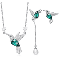 thumbnail image 1 of Juego De Joyas Malubero Colibrí Plata Cristal Swarovski Esmeralda, 1 of 3